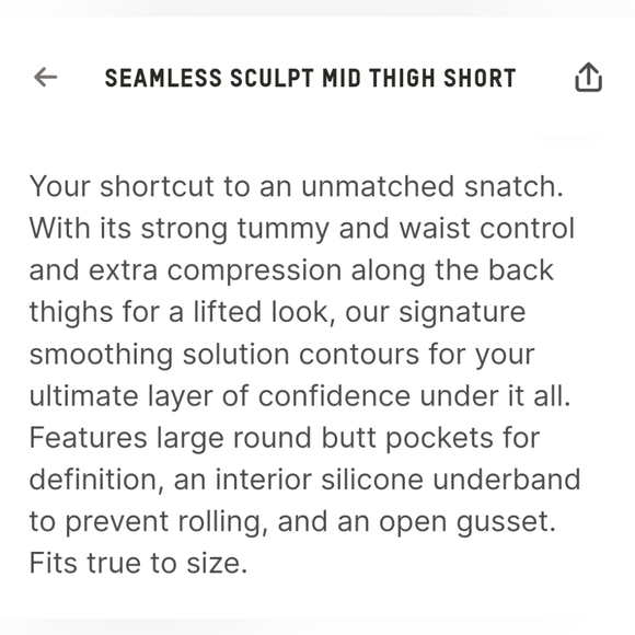 💕NEW SKIMS Seamless Sculpt Mid Rise Waist Thigh BBL Shaping Shorts Black ONYX L - Picture 9 of 12